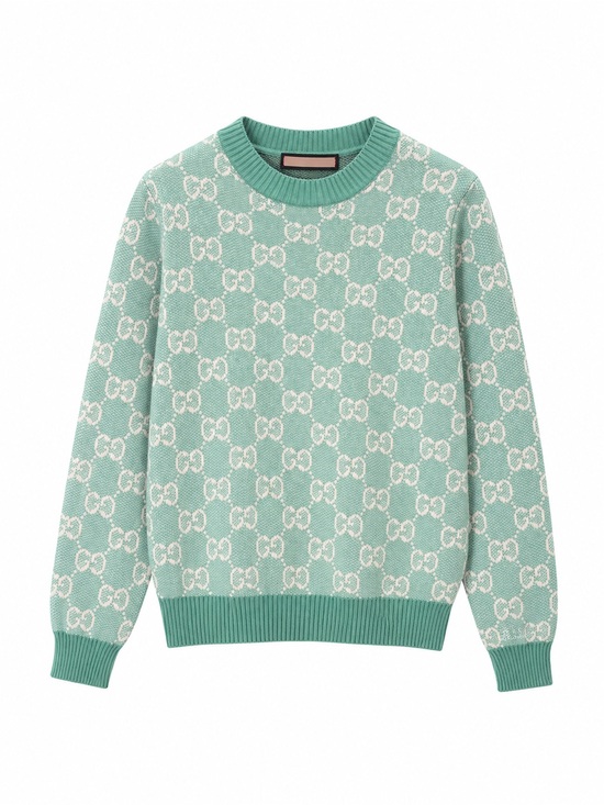 Gucci Pants - Gucci Mint Green GG Jacquard Crewneck Sweater